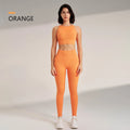 Conjunto de roupas de yoga feminino leggings de cintura alta e superior de duas peças sem costura roupas de exercício de fitness roupa interior de treino de fitness