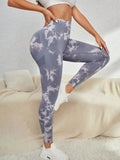 Leggings de cintura alta sem costura femininas leggings tie-dye fitness esportes corrida calças de ioga levantamento de quadril elástico tricô collants