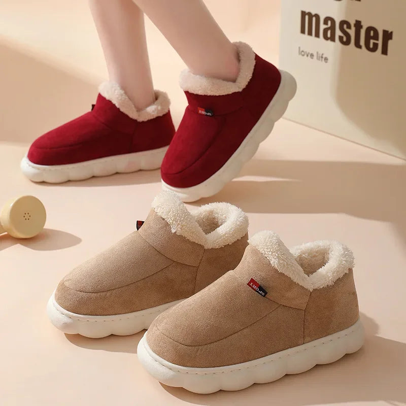 Kidmi inverno sapatos femininos casuais sapatos de casa para homens  ao ar livre sapatos de algodão quente para mulher interior  acolchoados de pelúcia feminino
