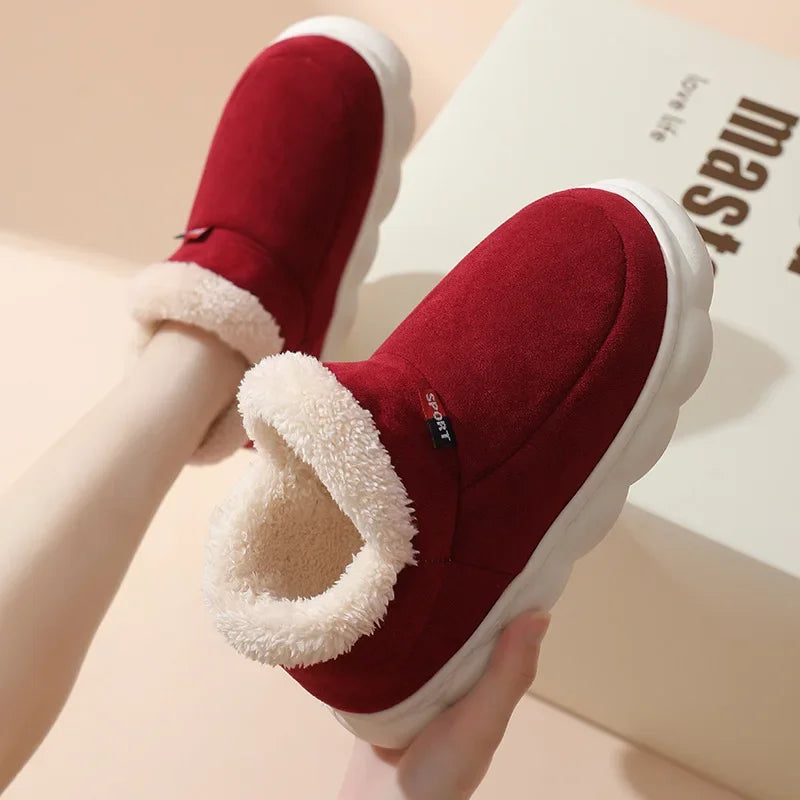 Kidmi inverno sapatos femininos casuais sapatos de casa para homens  ao ar livre sapatos de algodão quente para mulher interior  acolchoados de pelúcia feminino