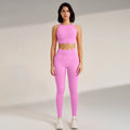 Conjunto de roupas de yoga feminino leggings de cintura alta e superior de duas peças sem costura roupas de exercício de fitness roupa interior de treino de fitness
