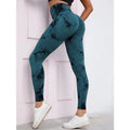 Leggings de cintura alta sem costura femininas leggings tie-dye fitness esportes corrida calças de ioga levantamento de quadril elástico tricô collants
