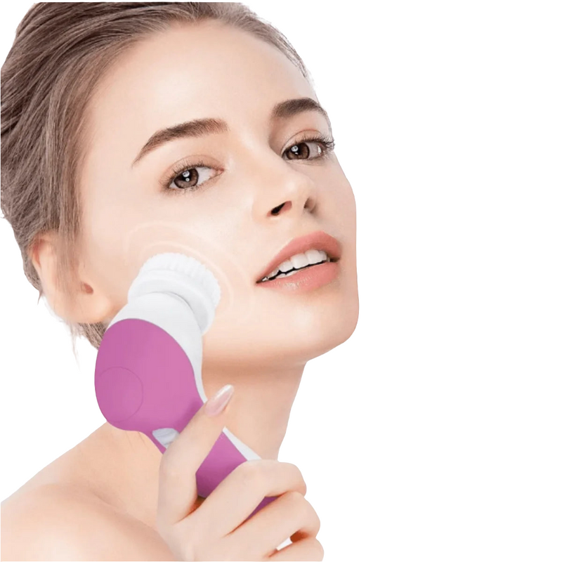 Escova Elétrica de Limpeza Facial 5 em 1, a solução completa para uma pele radiante!, oferece esfoliação suave, remoção de pontos negros e uma massagem relaxante que melhora a circulação facial. Ideal para todos os t